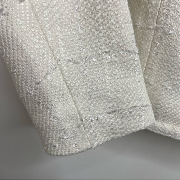 Ann Taylor Tweed Trimmed Patch Pocket Jacket Winter White - Picture 14 of 16